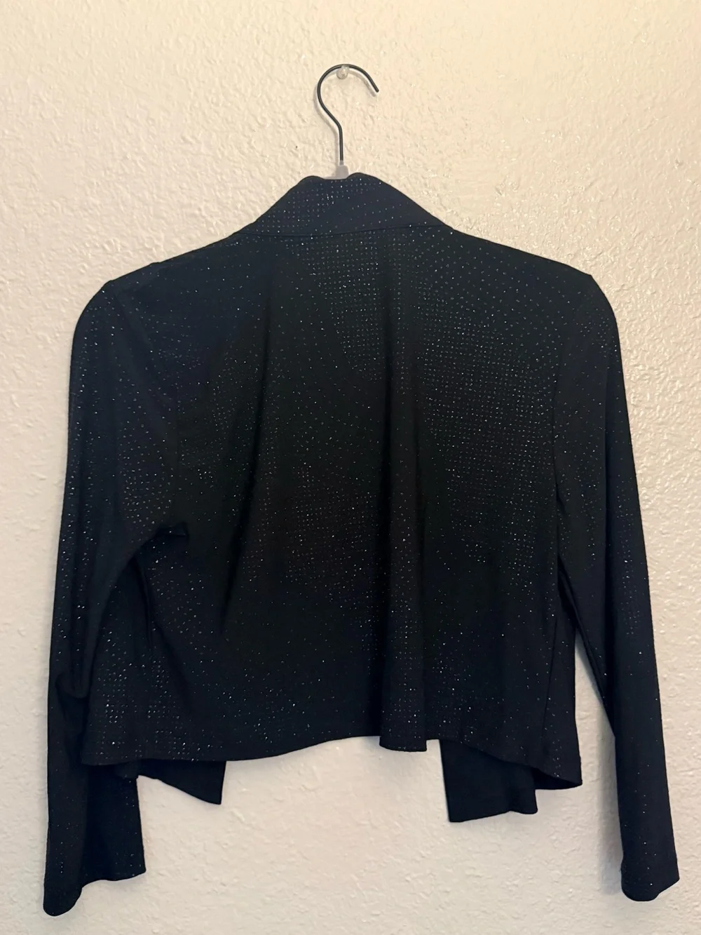 Black Draped Cropped Open-Front Jacket